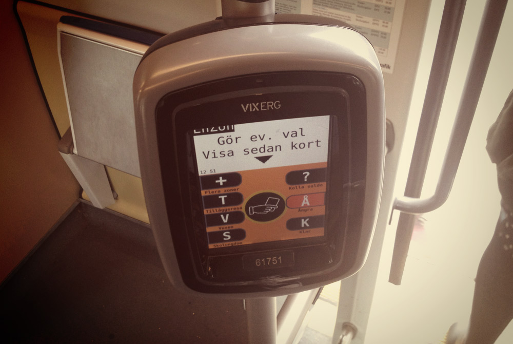 Card reader onboard Gothenburg's buses and trams