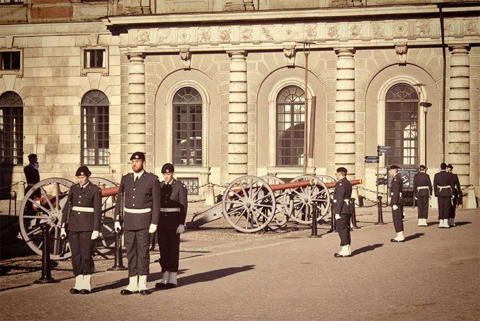 Changing of the guard at the royal palace in Stockholm