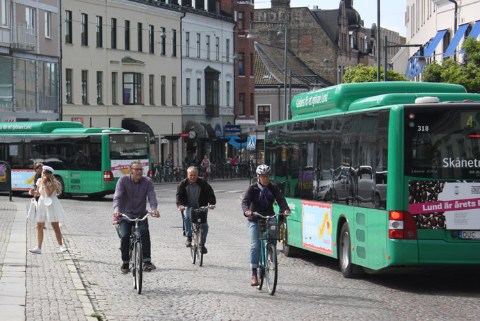 Bikes and buses in Lund, Sweden