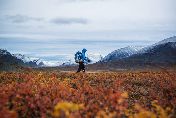 Hiking along the Kungsleden trail in northern Sweden