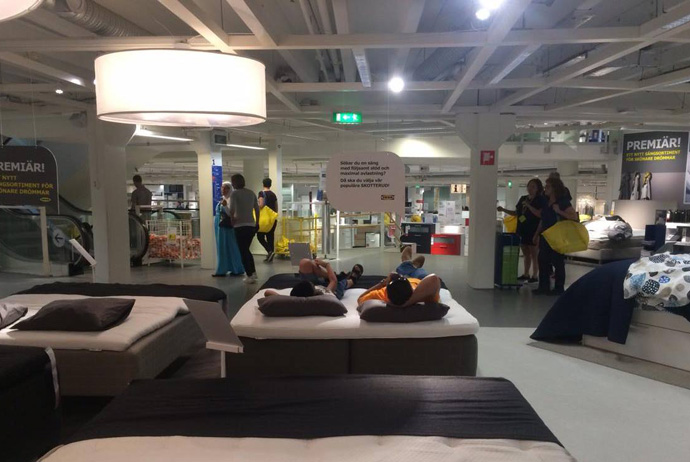 You can take a free bus to Ikea in Stockholm
