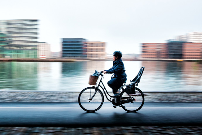 Cycling in Copenhagen during winter