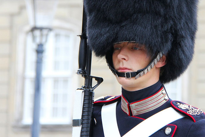Changing of the guard ceremony in Copenhagen, Denmark