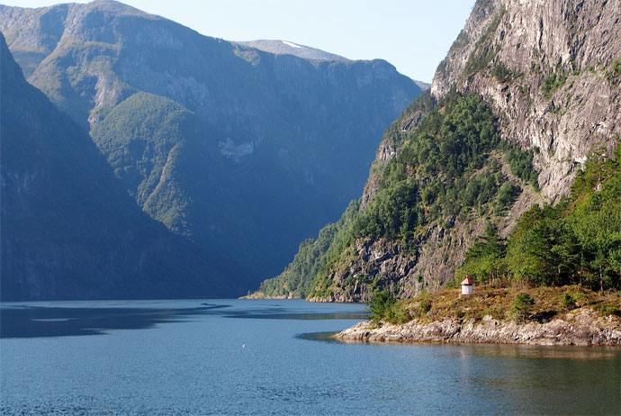 The water at Naeroyfjord in Norway