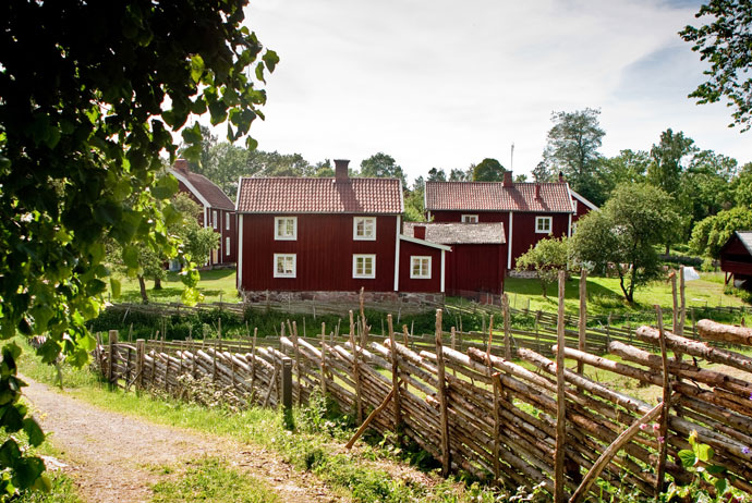 Red cottages in Småland, Sweden