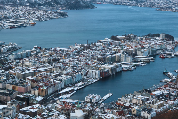 The view from Mt Floyen in Bergen