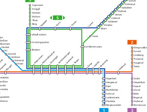 Map of Oslo's metro system