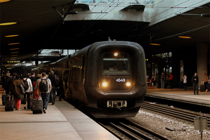 It's easy to get from Copenhagen airport to the city using the train