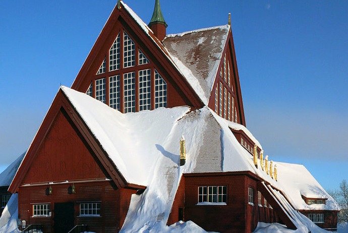 Kiruna church in the snow