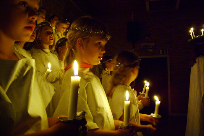 Lucia procession in the run up to Christmas in Denmark