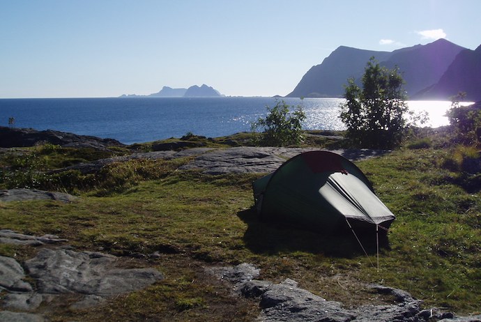 Camping by a fjord, Norway