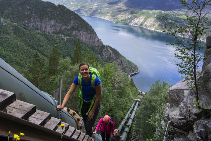 The Flørli staircase has 4444 steps, making it a very challenging hike