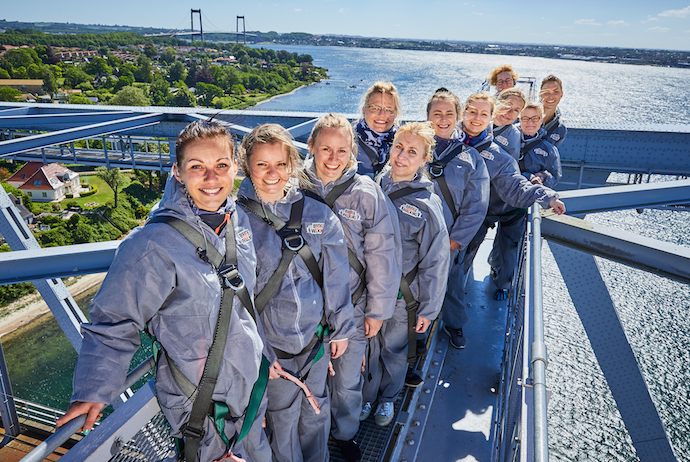 Walking over the Little Belt Bridge, Denmark