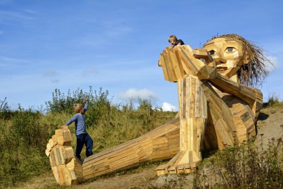 Forgotten Giant statues, made of driftwood, Copenhagen