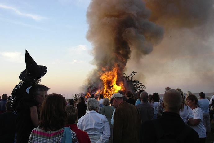 Witches and bonfires at the Sankthansaften celebrations, Denmark