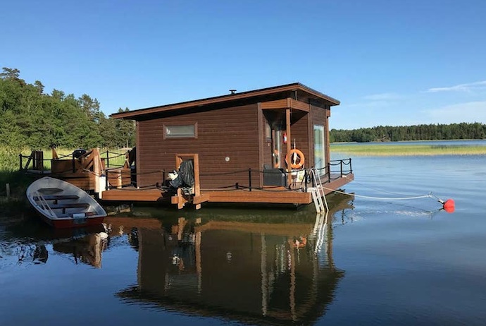 This lakeside cabin is an unusual place to stay at near Helsinki, Finland