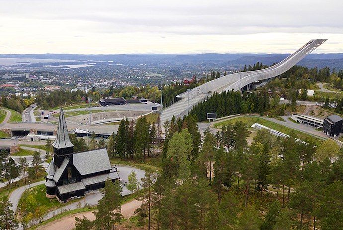 Holmenkollen ski jump and zip-wire, Norway