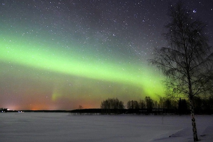 You can see the northern lights during Finland's winter