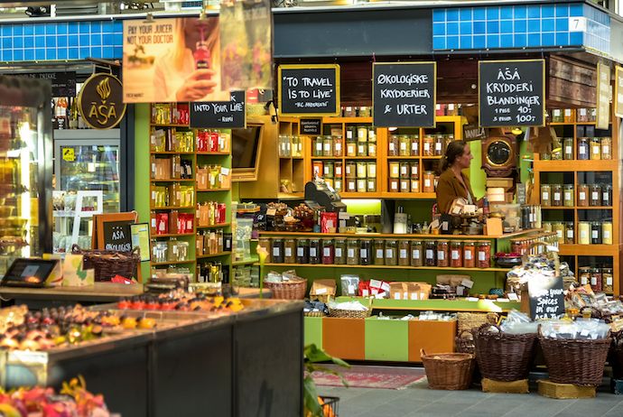 Torvehallerne food hall is a good bet for vegan and veggie food 