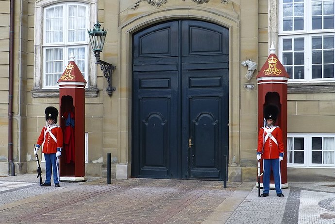 Royal guards at the Amelienborg Palace