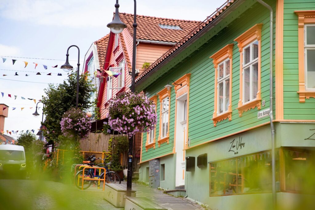 coloured wooden houses