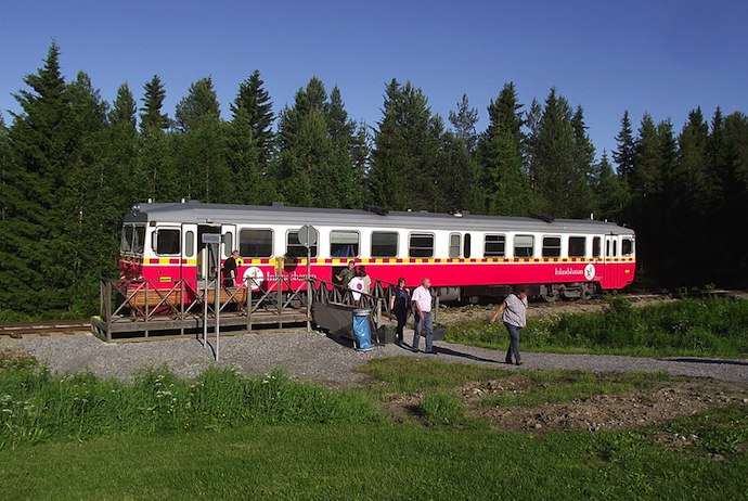 The Inlandsbanan crosses the Arctic Circle in Swedish Lapland