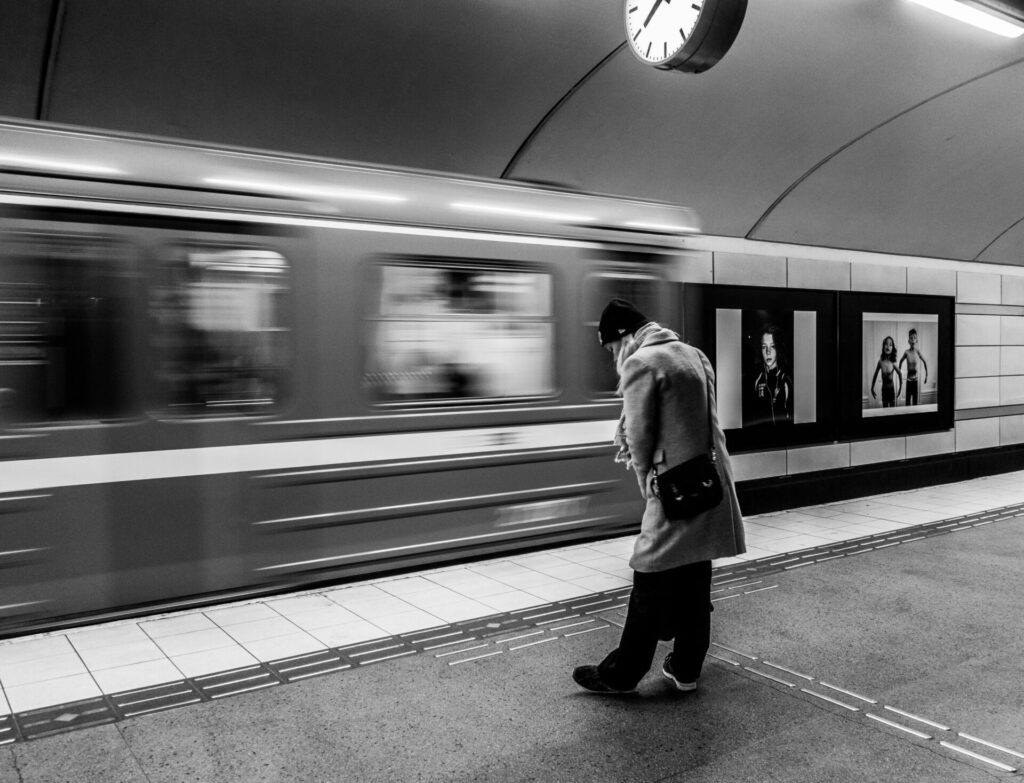 woman waiting on metro