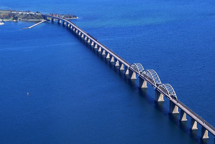 THe Storstrøms bridge connects Zealand and Falster in Denmark