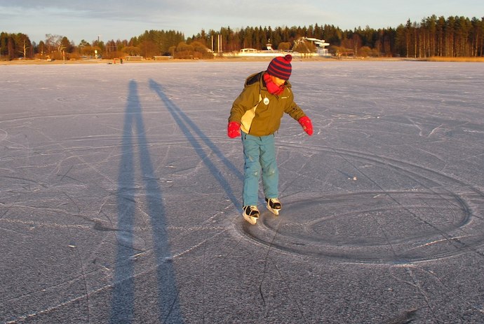 Ice skating is a good cheap activity to enjoy in northern Sweden