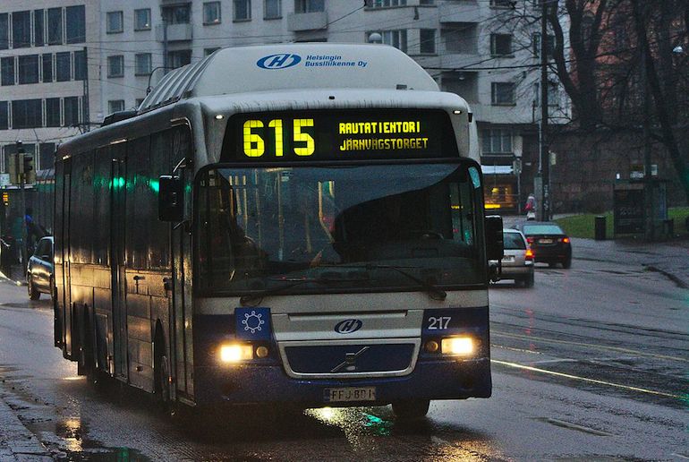 Public bus 615 runs from Helsinki airport to the city centre.