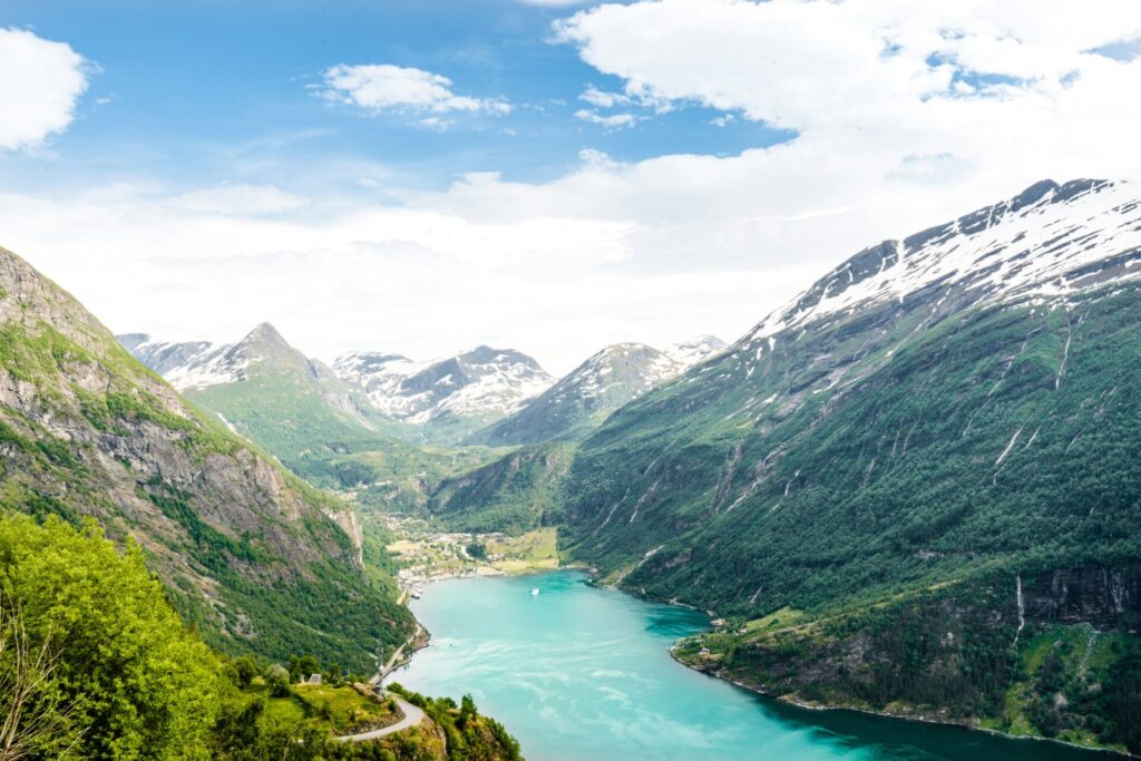 fjord surrounded by mountains
