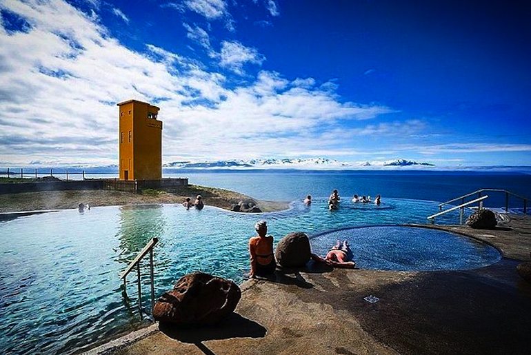 The new GeoSea baths overlook the sea with an infinity pool