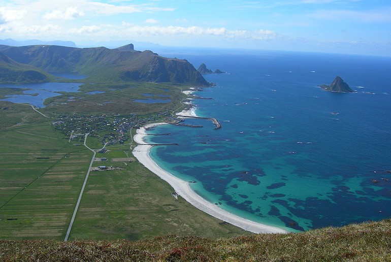 Bleik beach looks almost Caribbean, along one of Norway's scenic routes.