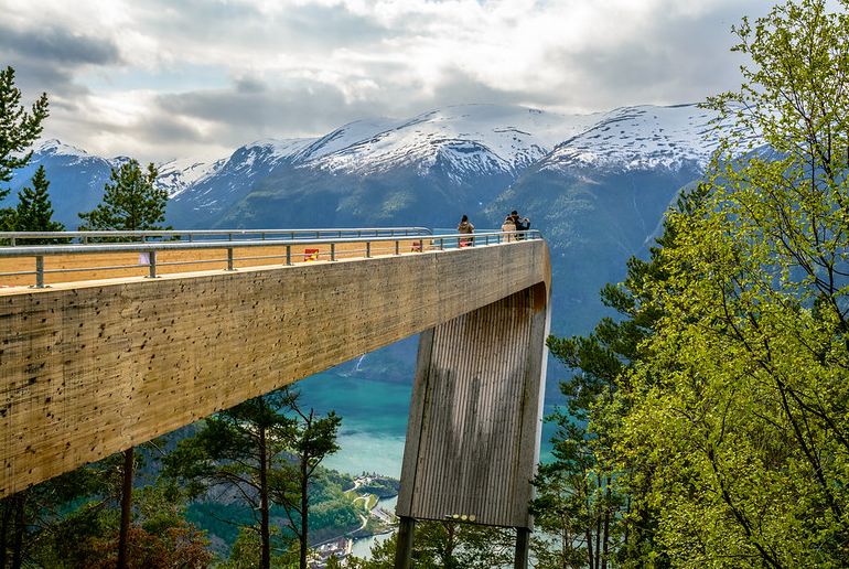 The Stegastein viewpoint on one of Norway's scenic routes