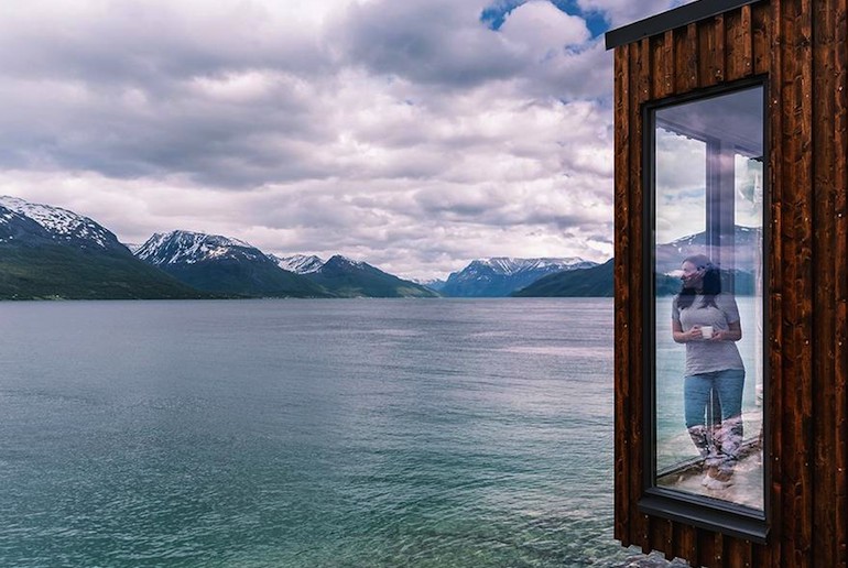 Remote cabin with fjord and mountain views, Norway