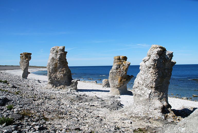 The limestone rock stacks of Långhammars are a great reason to visit Gotland