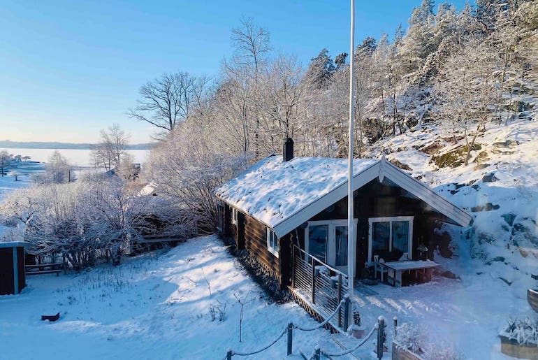 Stay in a log cabin  just outside the city for a real winter weekend in Stockholm