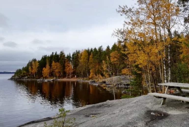 This lovely modern house is right by a lake in Finland