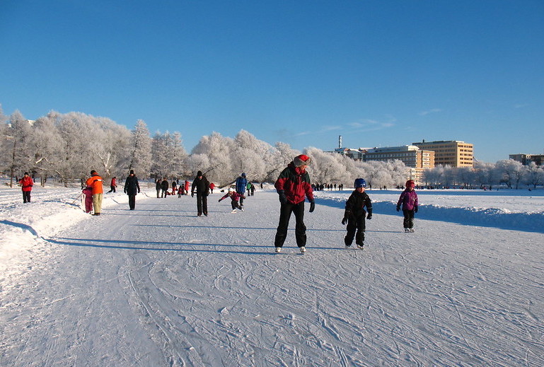 Skating is a great winter activity in Stockholm