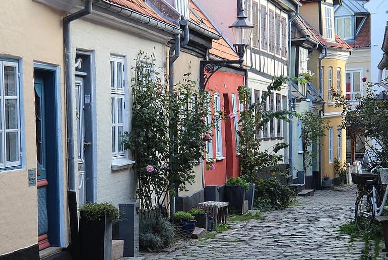 Aalborg in Denmark has a pretty old town with cobbled streets