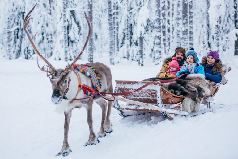 Take a reindeer sleigh ride when visiting Santa at Christmas