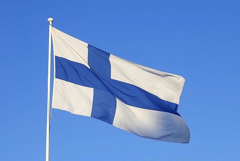 The Finnish flag is a blue cross on a white background