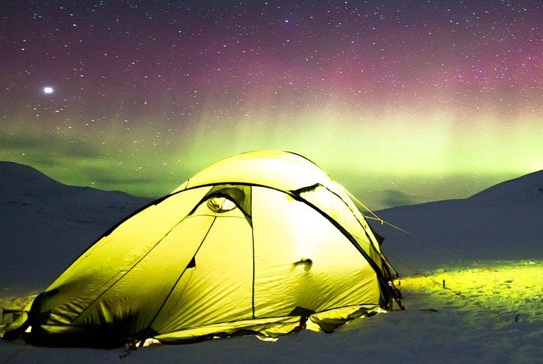 If you camp in Finland in winter, you have a good chance of seeing the northern lights