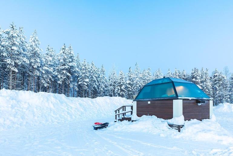 The Arctic Snow Hotel in Finland has cosy glass-roofed igloos
