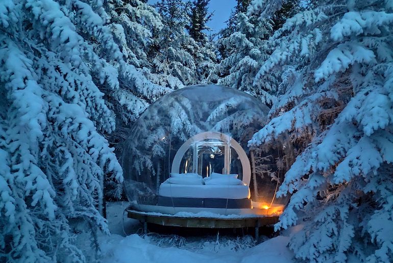 Buubble in Icelnd is a transparent dome you can sleep in for great views of the skies and the northern lights