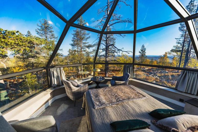 Finland Levin Iglut glass igloos have great views over the valley