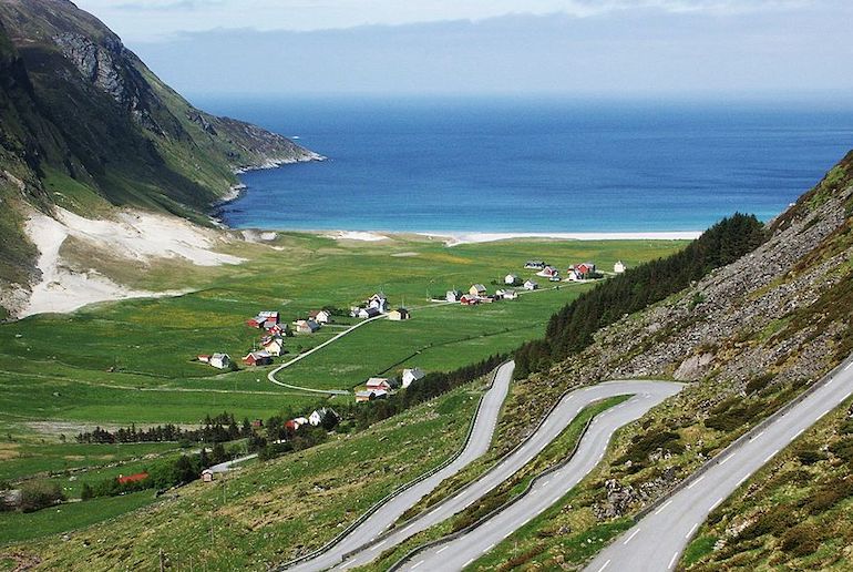 Hoddevik beach in Norway is a great surfing destination.