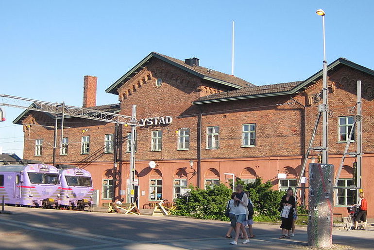 Ystad train station doubles as the police station in Swedish nordic noir series, Wallander