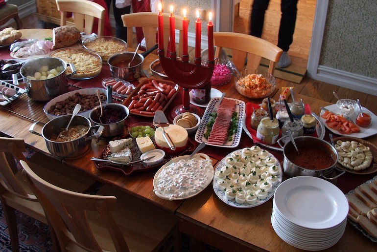 A Christmas smörgåsbord in Sweden, known as a julbord