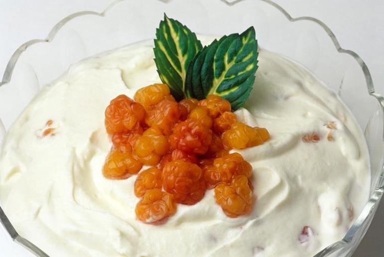 Norwegians eat multekrem at Christmas, a dish made from cloudberry preserve and cream